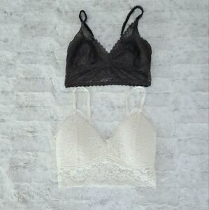 Chance bralettes cream gray lace summer bra. Size S.